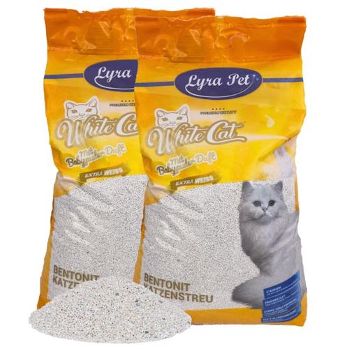 2 x 15 Liter Lyra Pet® White Cat Katzenstreu Bentonit mit Babypuderduft