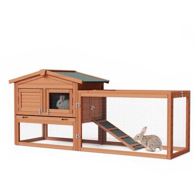 Fudajo - Wiltec xxl Hasenstall 1560 x 520 x 680 mm mit Freilaufgehege und erhöhtem Unterschlupf aus Image