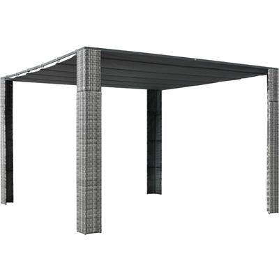 Vidaxl - Pavillon mit Dach Poly Rattan 300x300x200 cm Grau und Anthrazit