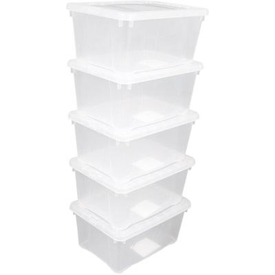 Kunststoff Aufbewahrungsbox transparent - 1,8 L / 5er Set - Universal Klasicht Box mit Deckel 20 x