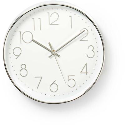Nedis - CLWA015PC30SR Runde Wanduhr, Durchmesser 30 cm, Weiß und Silber Image