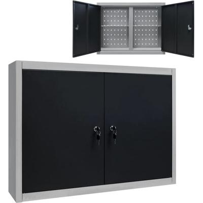 Wand-Werkzeugschrank Industrie-Stil Metall Grau und Schwarz Vidaxl Grau