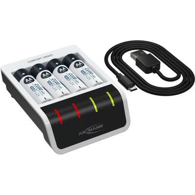 Ansmann - Akku Ladegerät für 4x aaa aa Akkus, inkl. 4x aa 2100mAh Image
