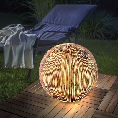 Solarkugel Ribbed-Ball Kugelleuchte Garten ⌀26cm Sandsteinoptik 102676 - Esotec Image