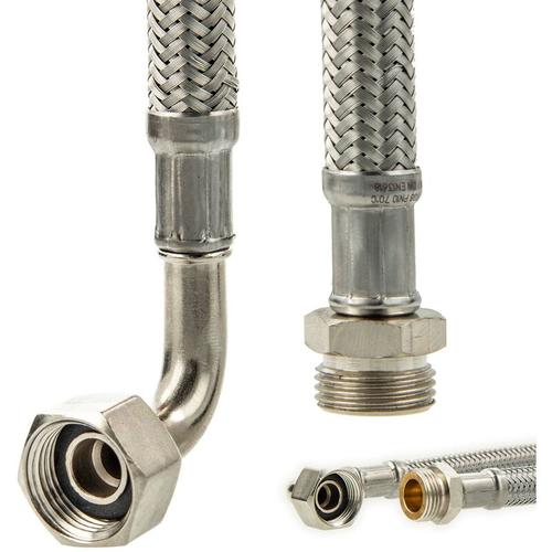 Sanitär Verbindungsschlauch 90° Bogen 3/8 üwm x 3/8 ag x 200 mm - ktw-a dvgw - Tecuro