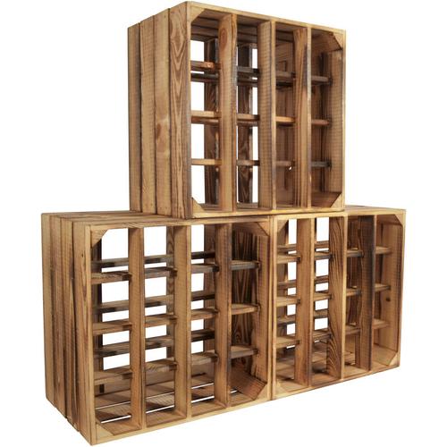 CHICCIE 3 Set Weinregal Wino aus Holz – Geflammt + Regal