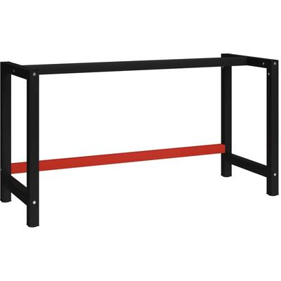 Werkbankgestell Metall 150x57x79 cm Schwarz und Rot Vidaxl