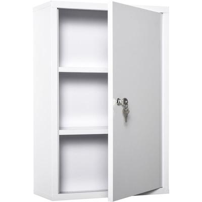 Kleankin - Medizinschrank Arzneischrank Erste-Hilfe-Schrank mit Schloss 3 Fächer Stahl Weiß 40 x 18