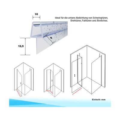 Duschdichtung Wasserabweiser Ersatzdichtung gerade unten für 10 mm Glasstärke Länge 100 cm