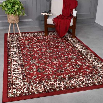 Vimoda - Orient Teppich rot beige klassisch dicht gewebt mit Ornament und Blumenmotiven,80x150 cm Image