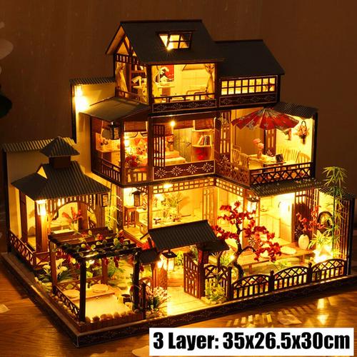 Bastelset Miniatur Puppenhaus Kit DIY Holz Haus Miniature Dollhouse Kinder Gift