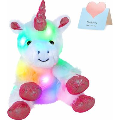 Leuchtendes Einhorn LED Stofftier weiches weißes Plüsch Glow Spielzeug Nachtlicht Begleiter