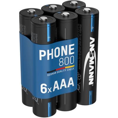 Telefon Akku Micro aaa, 6 Stück, 800 mAh ni-mh 1,2V - Ansmann Image