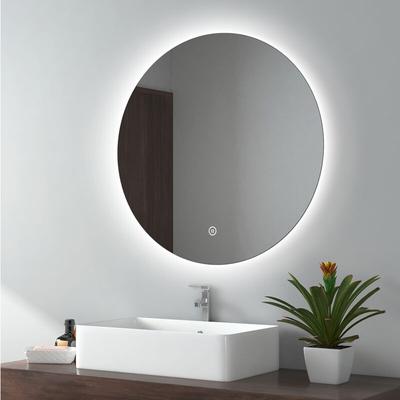Badspiegel mit Beleuchtung Badezimmerspiegel Wandspiegel, Stil 3, ф70cm, Runder Spiegel mit Touch