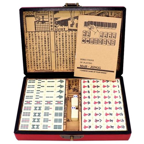 Chinesisches nummeriertes Mahjong-Set 144 Fliesen Mah-Jong-Set Tragbares chinesisches Spielzeug mit
