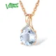 VISTOSO – pendentif en or véritable 14K 585 or Rose brillant bleu topaze étincelant pendentif en