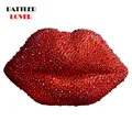 Luxury Red Lip Handmade Diamond Evening Bag For Women 2021 Wedding Bride Clutch Zero Wallet Cocktail