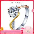 ATTAGEMS-Bague Moissanite Ronde en Argent 925 Plaqué Or Blanc 18K Pirmm 1 5 ct Document D Test de