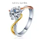 ATTAGEMS-Bague Moissanite Ronde en Argent 925 Plaqué Or Blanc 18K Pirmm 1 5 ct Document D Test de