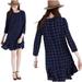 Madewell Dresses | Madwell Navy Silk Checkered Ruffle Dress | Color: Blue/White | Size: M