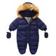 Bestgift Unisex Baby Winter Snowsuit Toddler Hoodied Footie Romper Outwear Coat Navy Blue 6-9 Months