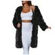 Gofodn Women Coats Winter Warm Plus Size Faux Fur Elegant Fashionable Solid Thicken Long Sleeve Outerwear Jackets Black