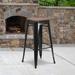 Flash Furniture Margherite High Backless Metal Outdoor Barstool w/ Square Wood Seat Wood in Black | 30" | Wayfair CH-31320-30-BK-WD-GG