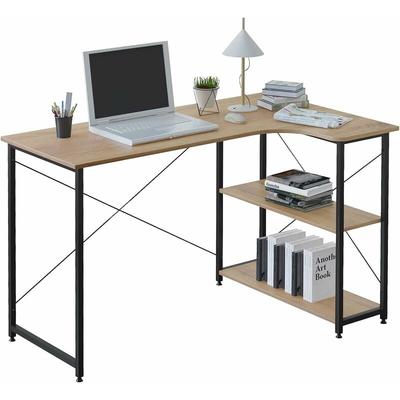 Table de bureau en bois et acier.Bureau d'ordinateur.Bureau informatique avec étagère.