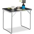 Table de camping, pliable, en aluminium et mdf, légère HlP 70 x 80 x 60 cm, argenté - Relaxdays