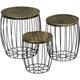 Lot de 3 tables basses gigognes tables d'appoint rondes encastrables style néo-rétro métal noir