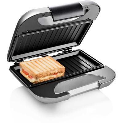 Sandwichera appareil à croque-monsieur et paninis deluxe, plaques grill, couvercle avec verrou de