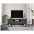 Meuble tv 150 cm avec 3 portes et une étagère centrale chêne et gris anthracite chêne et gris