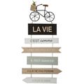 Déco murale en bois Pancarte avec Citation Vélo 28 x 56 cm - Atmosphera