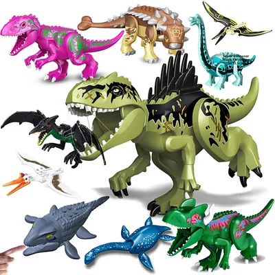 Figurines de dinosaures Jurassic Raptor Brutal t-rex Triceratops Indominus Rex blocs de