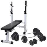 vidaXL Workout Bench with Weight Rack, Barbell and Dumbbell Set 264.6 lb