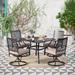 PHI VILLA 5-Piece Patio Dining Set with 4 Swivel Cushioned Chairs and a 37" Weather Resistant Table