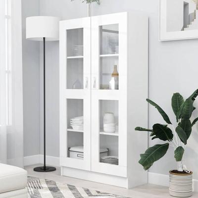 Vitrinenschrank Weiß 82,5x30,5x150 cm Holzwerkstoff - Vidaxl