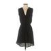 H&M Casual Dress - Mini Plunge Sleeveless: Black Solid Dresses - Women's Size 2