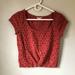 American Eagle Outfitters Tops | American Eagle Aeo Crop Top Eyelet Short Sleeve Juniors Medium | Color: Pink/Red | Size: Mj