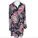 Anthropologie Tops | Maeve By Anthropologie Floral Print Button, High/Low Shirt Or Mini Dress Xs | Color: Black | Size: Xs