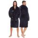 Metzuyan Personalised Mens Dressing Gown Bath Robe Nightwear Navy Front Right Light Grey Thread M
