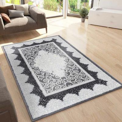 Vimoda - Teppich kurzflor Moderner Orientteppich mit Glitzergarn in Grau Schwarz Weiß, für Image