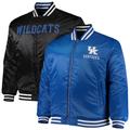 Men's Royal/Black Kentucky Wildcats Big & Tall Reversible Satin Full-Zip Jacket