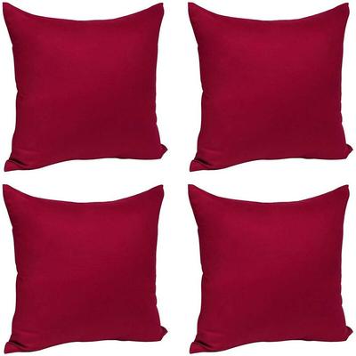 Woltu - 4 x Kissenbezug Kissenhülle 100% Baumwolle mit Reissverschluss Sofakissen Bezüge bordeaux Image