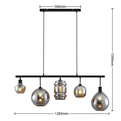 Glas Hängelampe Mateno Lindby, dimmbar, alu / grau / zink, für Wohn- / Esszimmer, Glas, Vintage, Pendelleuchte Image