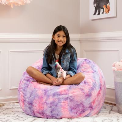 Jaxx Saxx 3 Foot Bean Bag Chair For Kids - Faux Fur - Fun Colors