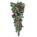 Artificial Mixed Frosted Berry Pine Cone & Pine Christmas Teardrop Swag 28in - Green Frosted - 28" L x 12" W x 4" DP