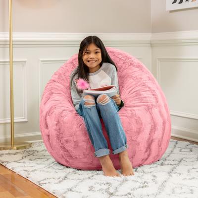 Jaxx Cocoon 4 Foot Kids Bean Bag Chair and Crash Pad - Faux Fur