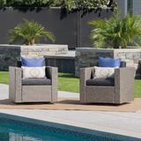 Puerta Outdoor Cushioned Swivel Club Chair (Set of 2) by Christopher Knight Home
