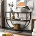 Industrial Demilune Shape Metal Distressed Wood Console Table